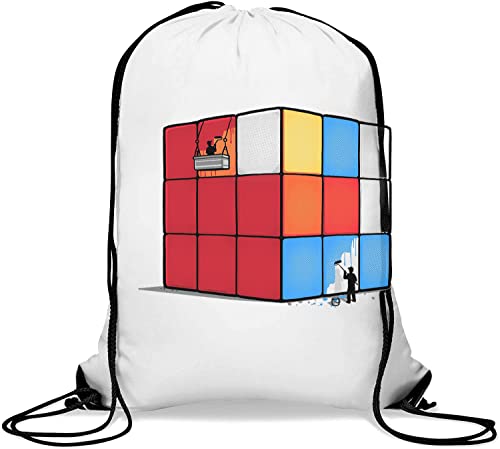 Solving The Cube Funny Cheating Borsa da palestra casual con coulisse Bianca One Size