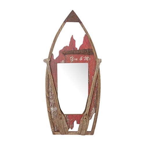 Specchio barca rossa in legno, vetro e mdf, da 22x48 cm rosso