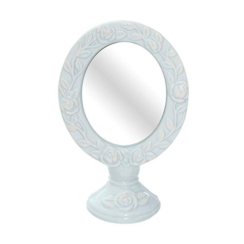 Specchio in ceramica azzurro chiaro