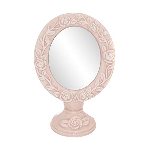 Specchio in ceramica rosa