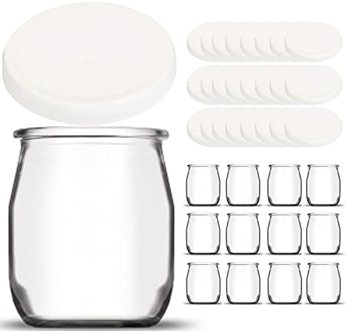SPECIAL-DAY Set di 12 vasetti da Yogurt in Vetro con 24 coperchi ermetici Senza BPA - Made in France - per yogurtiera - Robot - Multicooker (Thermomix, SEB, TM5   6, cookéo ECC.) - 143 ML   125 GR