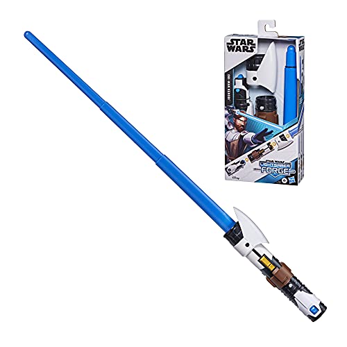 Star Wars Lightsaber Forge, spada laser giocattolo di Obi-Wan Kenobi, di colore blu, allungabile, giocattolo per gioco di ruolo personalizzabile, dai 4 anni in su