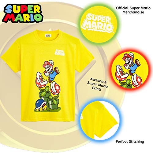 Super Mario Maglietta Bambino, T Shirt in Cotone per Ragazzo 4-12 A...