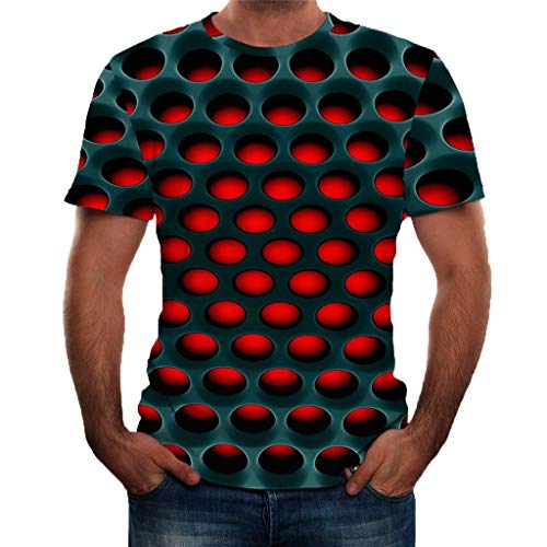 T-Shirts 3D Stampa Girocollo Sportivo Maglietta in Forma Top Top in Camicetta Comfort Moderna con Stampa Maniche Corte 3D Stile Estivo da Uomo (XL,3- Nero)