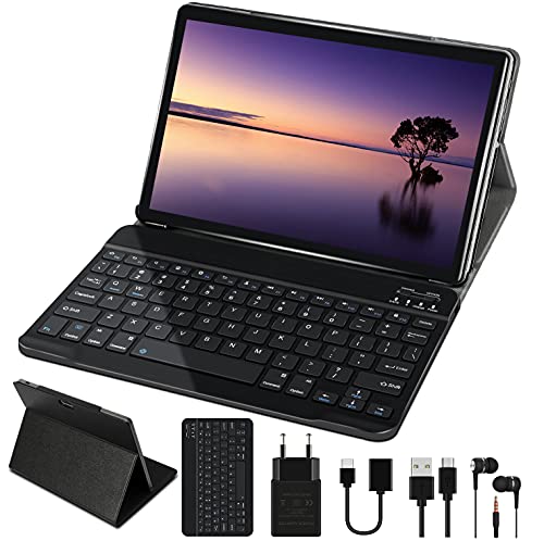 Tablet 10 Pollici 4GB RAM 64GB ROM WiFi + Doppia SIM Android 10 GOODTEL Tablets WiFi | IPS | Bluetooth | MicroSD 4-128 GB | con Tastiera Bluetooth, Grigio