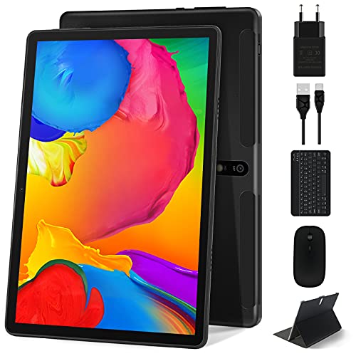 Tablet 10 Pollici 8-Core MEBERRY Tablet 1.6 GHz 4GB+64GB(128GB Espandibili) Android 10 Pro Tablet, Google GMS| Mirroring| 8000mAh| Bluetooth| GPS| 5MP+8MP, Tablet con Tastiera e Mouse, Nero(Solo WiFi)