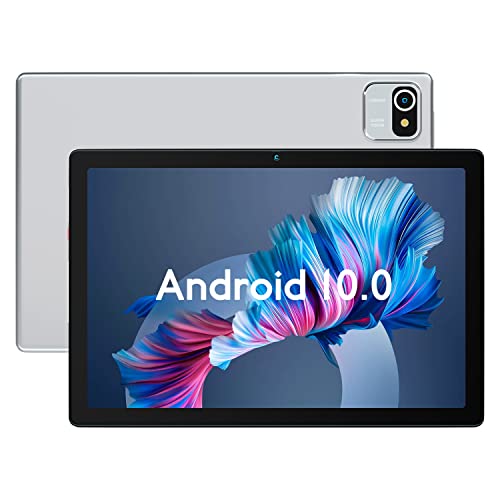 Tablet 10 Pollici, Android 10.0, Display 10.1  HD, Processore Quad-Core, Espansione SD da 128 GB 6000mAh WIFI GPS Doppia Fotocamera, D argento