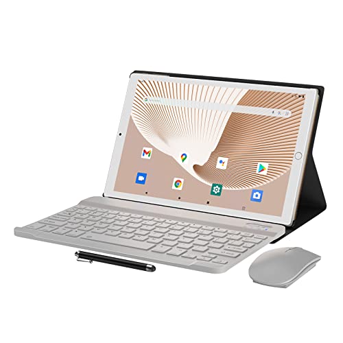 Tablet 10 pollici Android 10.0 - YUMKEM Tablet 8 Core 4GB RAM 64GB ROM con | WiFi | Bluetooth | GPS | MicroSD 4-128 GB, con Tastiera Mouse Custodia per Tablet - Gold