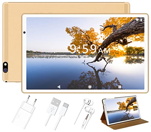 Tablet 10 Pollici Tablet Android 11, 2022 FACETEL Tablet con Octa-Core 1.6 GHz 4GB + 64GB Espanso 128GB, Doppia Fotocamera, 5G WiFi | Bluetooth | 8000mAh | Hotspot Mobile | IPS HD | FM - Oro