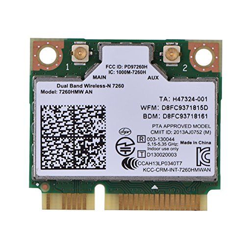 Tangxi Scheda di Rete Wi-Fi 7260HMW, Scheda di Rete Wireless PCI-E 300M Dual Band 2.4G 5G Dual Band 7260HMW per Intel 7260AN, Supporto Bluetooth 4.0 per Mini Slot PCI-e