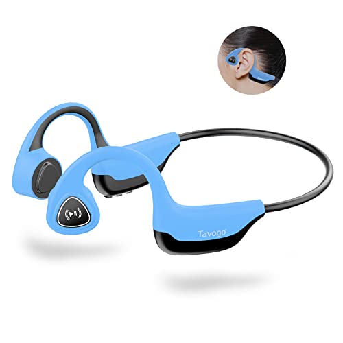 Tayogo S2 Cuffie Conduzione Ossea Bluetooth, Auricolari Conduzione ossea Senza Fili Open-Ear Hi-Fi Stereo con Microfono Cuffie Sport Ultraleggero per Ciclismo in Esecuzione Palestra (blu)