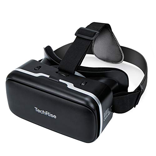 TechRise Cuffie 3D VR per Realtà virtuale con Lente Regolabile e Comoda Cinghia per Film e Giochi 3D, Compatibile con iPhone, Samsung e Altri Smartphone da 3,5  -6  