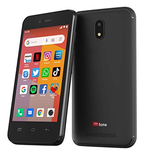 Telefono cellulare TTfone TT20 Smart 3G con Android GO - 8 GB - Dual Sim - Touch Screen da 4 pollici (Nero)