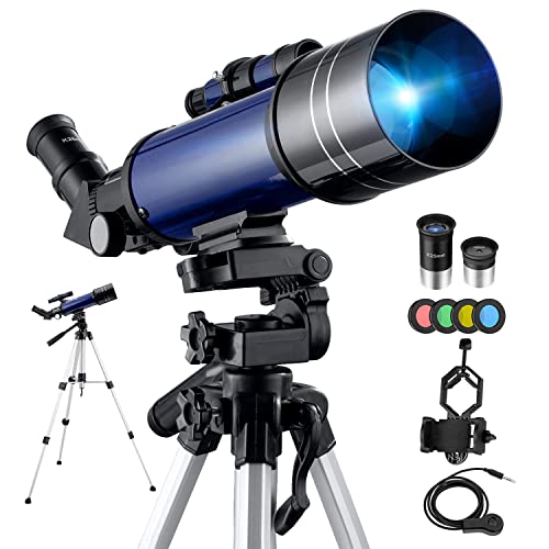Telescopio Astronomico Kit Completo Pro 70-400 Telescopios Rifrazione con Treppiede Stabile, Filtri Lunari, Adattatore Telefonico per Bambini Principianti Adulti