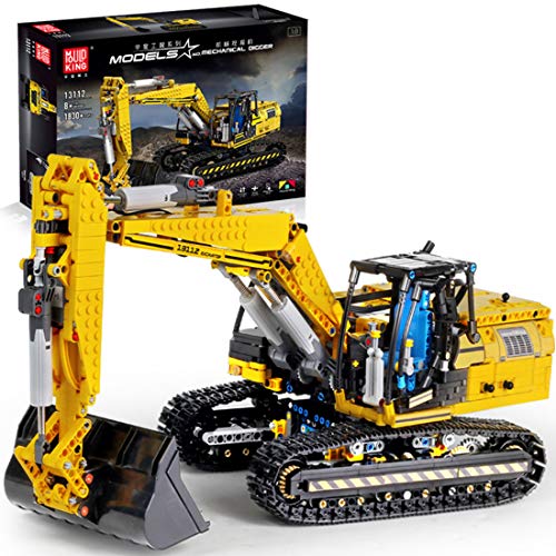 TENGER Technic Scavatrice Costruzioni, 2,4Ghz RC Escavatore con Motore e Telecomando, 1830+Pezzi Blocchetti di Costruzione Compatibile con LEGO Technic