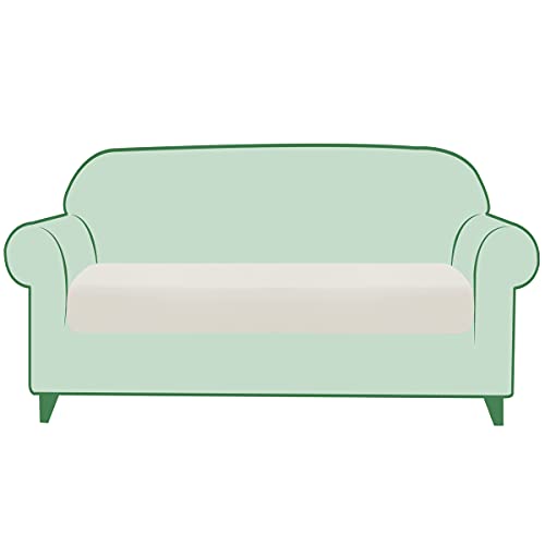 TIKAMI Copridivano in pelle PU impermeabile elasticizzato elastico per divano a 2 posti (avorio)