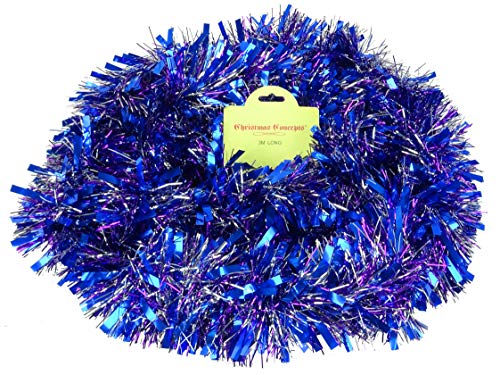 Tinsel di Natale Chunky Fine Viola Blu Argento - 3 Metri - Decorazione Natalizia - Decorazione dell albero