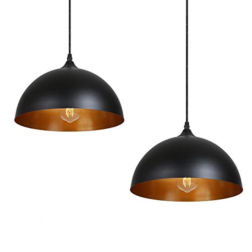 Tomshine - Lampadario con 2 lampade a sospensione in metallo, stile industriale, vintage, diametro 30 cm, colore: nero