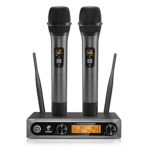 TONOR Microfono Senza Fili Doppio Microfono Wireless UHF Sistema Pa...