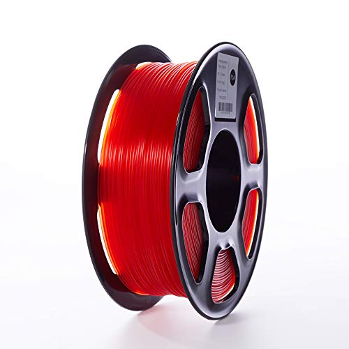 TOPZEAL Filamento stampante 3D, filamento PLA di colore trasparente serie 1,75 mm, precisione dimensionale + - 0,02mm, bobina 1KG per stampante 3D e penna 3D (Transparent-Red)