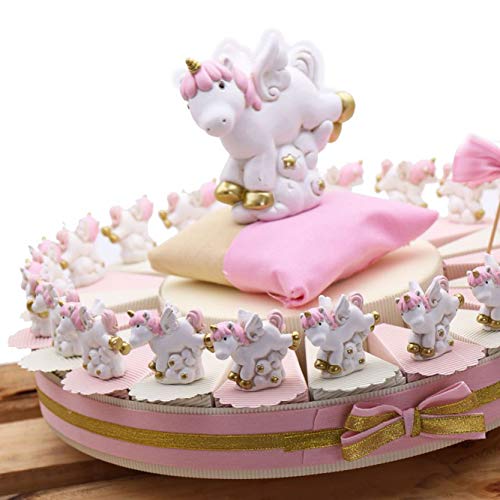 Torta Portaconfetti con Statuina Unicorno Rosa (20 Pezzi)
