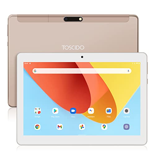TOSCiDO Tablet 10 Pollici 4G LTE - Android 11 GO Octa Core Tablet pc, 4GB RAM, 64GB ROM, Dual Sim, WiFi, Bluetooth, GPS, Tipo-c, Oro (Incluso Tablet Cover), T22