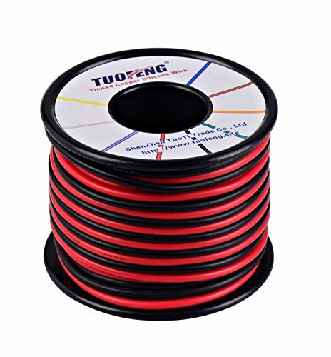 TUOFENG Cavo 16 AWG, cavo in silicone da 20 m Cavo in rame stagnato morbido e flessibile Resistenza alle alte temperature 2 fili separati 10 m Nero e 10 m Filo rosso per stampante 3D, puntali,