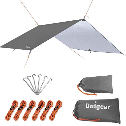 Unigear Tenda Parasole da Campeggio Tarp Telone 300cmx300 400 500cm a Pioggia Impermeabile Pieghevole Portatile per Campeggio, Spiaggia, Nave, Picnic