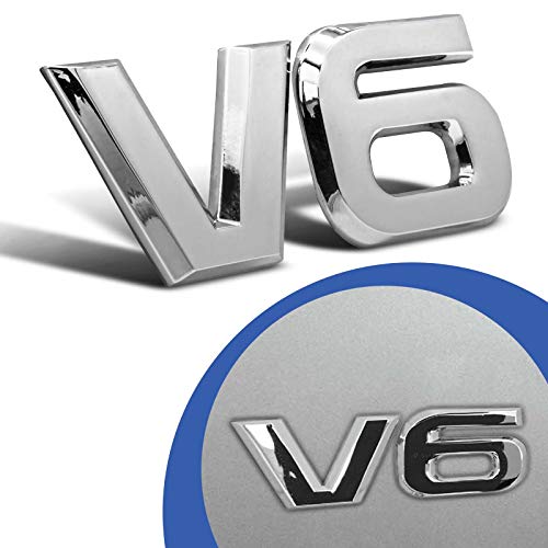 V6 Emblema cromato con scritta 3D in metallo