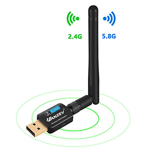VANZEV Chiavetta WiFi Adattatore USB Dual Band Wireless Adapter WiFi con Antenna 802.11ac per Desktop Laptop Windows XP Vista 7 8 10, Mac OS
