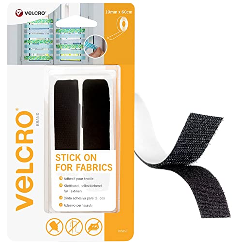 VELCRO Brand Adhesivo per tessuti 19mm x 60cm Nero...