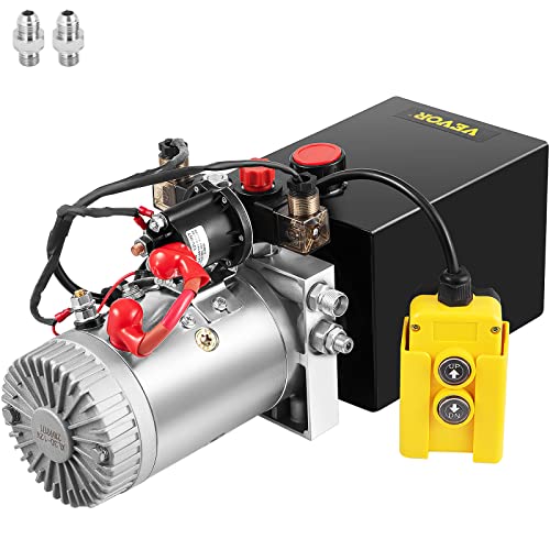 VEVOR Pompa Idraulica Hydraulic Pump 12V DC Doppia Azione con Serbatoio d Acciaio per Elevatore (4L)