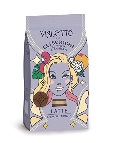 VIALETTO gli Scrigni di Cinzia e Camilla | Praline Cioccolato al Latte e Crema all’Arancia | Confezione 150 g