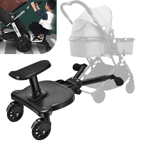 Vihir Pedana passeggino universale con sellino incluso compatibile con quasi tutti i modelli, Pedana buggy board per bambini di 2-6 anni (25 kg), nero