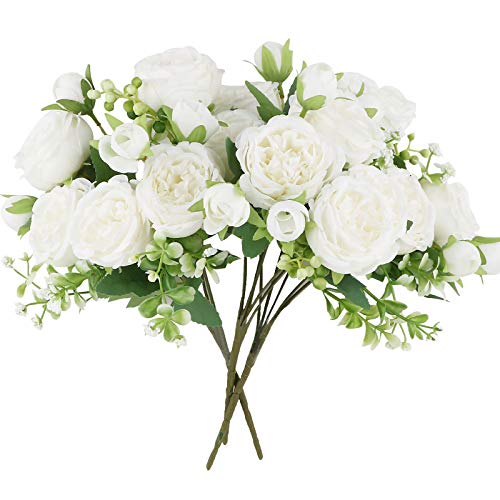 VINFUTUR 3 Mazzi Peonie Artificiali Peonie Finte Fiori Artificiali per Bouquet DIY Matrimonio Decorazione Domestica Festa Casa Nozze
