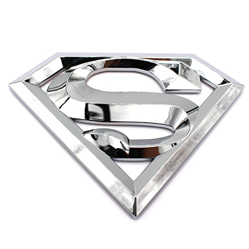 VmG-Store - Stemma in 3d di Superman, cromato, in plastica con parte posteriore in gommapiuma adesiva