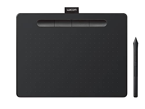 Wacom Intuos Small Tavoletta Grafica Bluetooth - Tavoletta Portatile per Dipingere, Disegnare ed Editare Foto con penna sensibile alla pressione nero - Adatta per l’Home Office e l’E-Learning