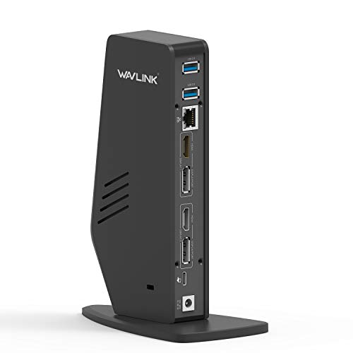 WAVLINK USB 3.0   USB C Universal Docking Station supporta due uscite video 4K per laptop, PC o Mac (DisplayPort e HDMI, Gigabit Ethernet, audio 2 in 1, 5 porte USB)