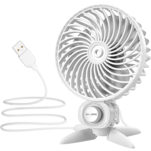 WayEee Ventilatore da Tavolo USB con Velocità Continua,Mini Ventilatore Portatile Piccolo per Ufficio Desktop Camera da Letto (Bianco)