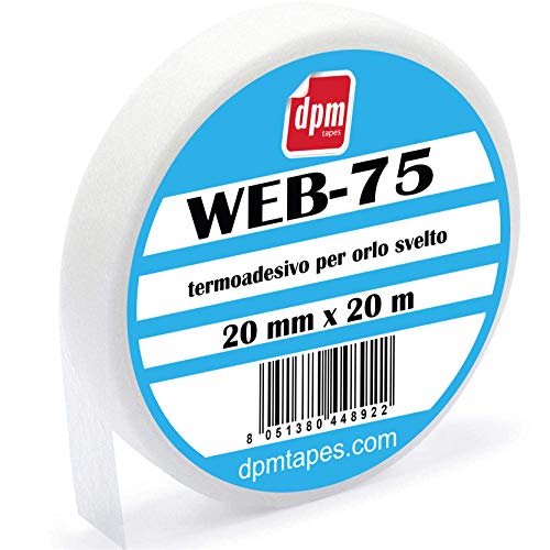 Web 75 - Nastro Termoadesivo Per Orlo Svelto, Anche per tessuti spessi, Piega rapida senza cuciture - (20 mm x 20 m) - 1 pezzo