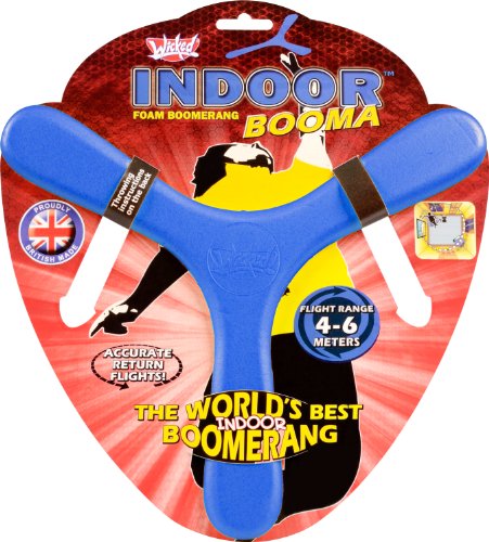 Wicked Wicked- WKIND-B Wicked Indoor Booma Blue | The World s Best Sport Boomerang Schiuma Memorang Soft e Sicuro, Volo di Ritorno garantito, Colore Blu