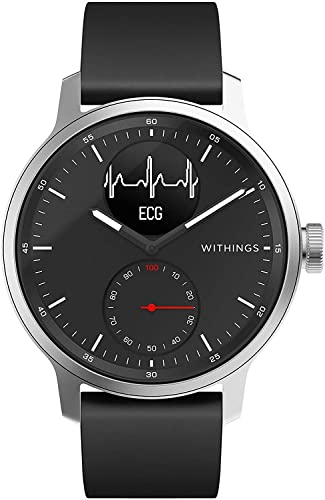 Withings Scanwatch 42 mm Nero, Hybrid Smart Watch with ECG, Heart Rate Sensor And Oximeter, SpO2, Sleep Tracking Unisex-Adult