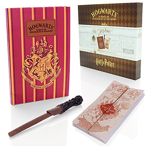 Wizarding World Harry Potter, set regalo di cancelleria A5, diario di Harry Potter, cartina e bacchetta, regalo ufficiale di Harry Potter
