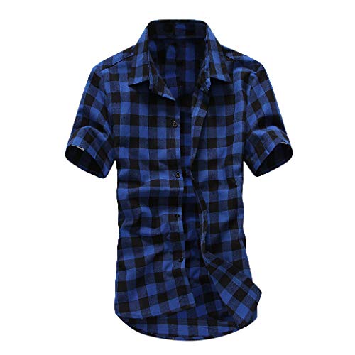 Xmiral Uomo Camicia Originale Slim Fit Maniche Corte Uomo Camicie Moda Men Shirts Slim Fit XXXL Blu Scuro