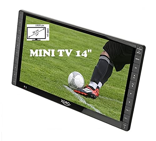 Xoro PTL 1400 Televisore portatile DVB-T   T2 da 35,5 cm (14 pollici) (FullHD, caricabatteria per auto 12-24V, batteria integrata, HDMI IN, antenna) grigio