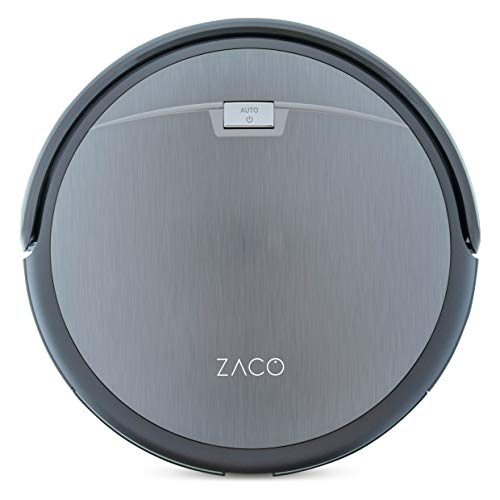 ZACO Robot aspirapolvere A4s con telecomando, Aspira intelligente senza fili, ultra-silenzioso, piatto ottimo per tappeti, Spazzola di setola, Aspiratore con base ricarica, serbatoio XL 450 ml