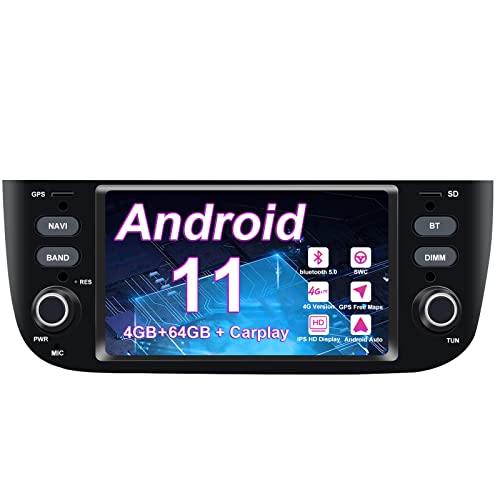 ZLTOOPAI Autoradio per Fiat Linea Punto 2012-2015 Android 10 Octa Core 4G RAM 64G ROM Schermo IPS da 6,2  Doppio Din In Dash Navigazione GPS Stereo Comandi al volante Telecamera posteriore Wifi SD USB