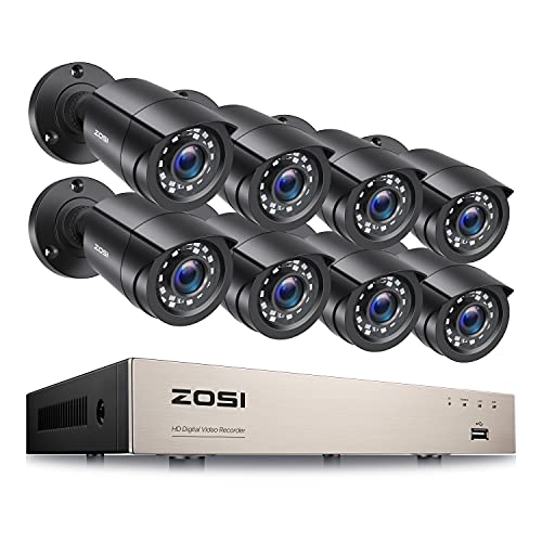ZOSI Kit Videosorveglianza 1080P Sistema di telecamere di sicurezza Full HD senza disco rigido H.265+ DVR con set 8CH CCTV da esterno 8X 2MP, allarme di movimento