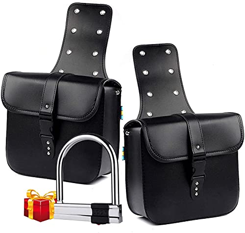 1 paio di borse laterali laterali in pelle PU impermeabile posteriore sedile da sella borsa da viaggio strumento coda bagagli nero