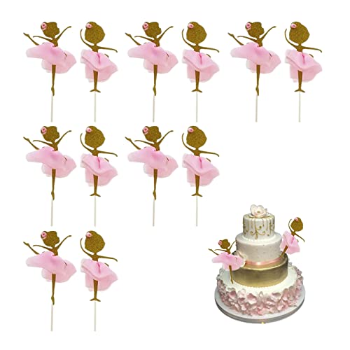 12Pcs Cake Topper Ballerina Cupcake Toppers Ornamenti per la Torta della Ragazza di Ballo di Balletto Decorazione per La Decorazione di Compleanno di Nozze